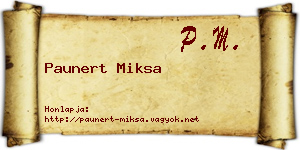 Paunert Miksa névjegykártya